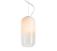 Artemide Suspension Gople – structure argent, diffuseur blanc, aluminium et verre soufflé