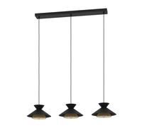 Suspension GRIZEDALE E27 3X40W en acier noir et laiton 960x260x1100mm