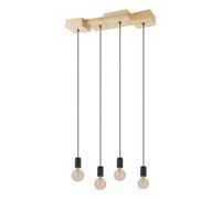 Suspension HALKIN E27 4X40W en bois et acier marron et noir 720x250x1100mm
