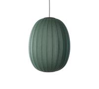 Suspension Haute/ovale Knit-Wit Ø65 Tweed Vert LED, Made By Hand