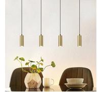 Suspension Homefire 4 flamme GU10 moderne - métal doré et noir - 60 x 6 x 170cm - réglable en hauteur pour salon, salle à manger