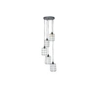Suspension industrielle 5 lampes étagées en métal patiné effet vieilli L30 cm LOFT