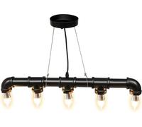 Suspension industrielle à tube d'eau - Suspension plafond 5 flammes - Douille E26 - 110 V - Métal - Suspension par chaîne - Pour l'intérieur - Ampoules non fournies - Noir