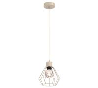 Suspension industrielle beige en métal, abat-jour filaire, 1xE27 15W