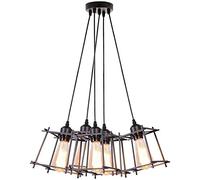 Suspension industrielle en métal à 5 têtes, style rétro, avec suspension en fil de fer à suspendre - Culot E27 - Noir