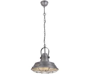 Suspension industrielle Lampe à suspendre Grille Lampe de salle à manger Rétro argentée, métal, douille E27, DxH 38x120 cm