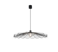 Suspension industrielle noire en métal ? abat-jour filaire ondulé, 1xE27, 60W
