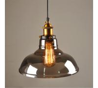 Suspension Industrielle Vintage, Abat-Jour en Verre Gris Fumé Créatif Suspension Lustre Plafonnier pour Loft, Restaurant, Couloir, Café, Bar