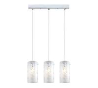 Suspension Italux Valve moderne design 3xE27 chrome/blanc verre