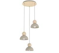 Suspension japandi beige ronde avec perles en bois 3xE27 KAKI