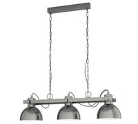 Suspension L1 E27 3X28W en acier nickel antique et crème 900x200x1100mm