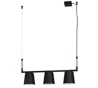 Suspension LACEY E27 3X40W en acier et bois noir et marron 780x160x1100mm