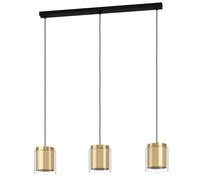 Suspension LAGUNITAS E27 3X40W en acier noir et laiton et or 910x150x1100mm