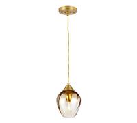 Suspension laiton brossé verre ambre Tiber E27 Elstead