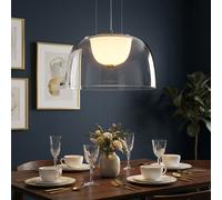 Suspension lampe suspendue plafonnier salon lumière salle à manger lumière, métal verre laiton satiné, 1x LED 10W 665Lm 3000K blanc chaud, H 120 cm
