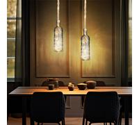 Suspension Lampe À Pendre Fumée LED Corde De Chanvre Verre H 174 Cm 2x