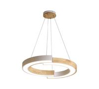 Suspension Lampe à suspendre Plafonnier Aluminium Blanc Bois LED CRI80 H 112 cm