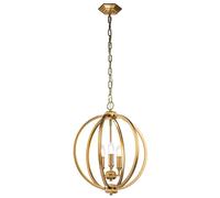 Suspension, lampe de chambre, suspension, suspension aspect boule, lampe design, acier, laiton, bruni, 1x douille E14, LxLxH 43,2x43,2x215 cm