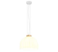 Suspension Lampe de cuisine métal blanc mat verre opalin H 120 cm