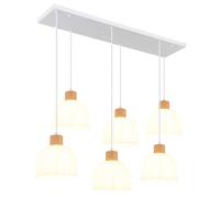 Suspension Lampe de cuisine métal blanc mat verre opalin raccourcissable H120cm