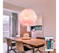 Lampe suspendue blanche avec télécommande, lampe boule à ressort, dimmable, dans un ensemble comprenant des ampoules LED RVB