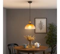 Suspension lampe suspendue plafonnier salle à manger lumière verre noir ambre D 25 cm