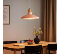 Lampe de salle à manger rose Lampe à suspendre rétro imitation bois rose, douille E27, DxH 35x150 cm
