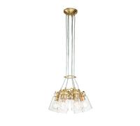 Suspension lampe de salle à manger en laiton acier verre clair à 6 lampes E27