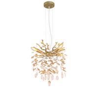 Suspension, lampe de salle à manger, hauteur réglable, métal doré et verre, H 120 cm