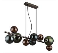 Suspension Lampe de salle à manger Lampe de salon Lampe de cuisine, boules de verre gris métal, 9 flammes G9, LED 3,5W 350Lm 3000K blanc chaud, H 120 cm