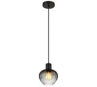 Suspension, lampe de salle à manger, lampe suspendue, lampe de salon, noir, verre fumé, E27