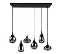 Suspension lampe de salle à manger suspension lampe de salon, métal noir, verre chromé, différents abat-jour, 6x E14, H 150 cm