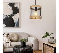 Suspension lampe de salle à manger suspension lampe en bois lampe de salon ronde, métal noir mat, DxH 40x120 cm
