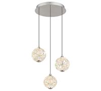 Suspension lampe de salon 3 ampoules LED K9 cristaux H 150 cm