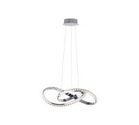 Suspension lampe de salon lampe de salle à manger lampe de cuisine plafonnier, métal chromé cristal incurvé, Simply Dim, LED 30W 2700Lm 3000K blanc chaud, H 120 cm