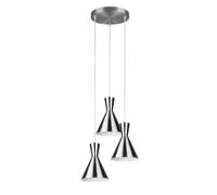 Suspension, lampe de salon, lampe de salle à manger, plafonnier, métal nickel mat, 3 ampoules E27, H 150 cm