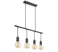 Suspension lampe de table à manger lampe à suspension industrielle salon, métal gris antique, 4x filament LED 7W 700Lm blanc chaud, LxH 90x120 cm