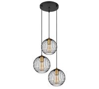 Suspension lampe de table à manger suspension, 3 lampes, lampe suspendue moderne avec abat-jour grillagé, métal, or noir, mat, 3x douille E27, DxH 39x150 cm