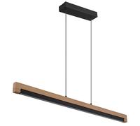 Suspension lampe en bois lampe de table à manger lampe de salon lampe de cuisine, métal aluminium bois plastique noir marron, 1x LED 24W 580Lm 3000K blanc chaud, H 120 cm
