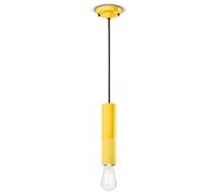 Suspension Lampe En Céramique Ø 5,5Cm Cylindre Fait Main Étroit Jaune Pour E27
