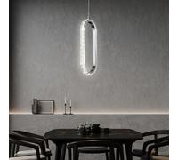 Suspension en cristal suspension dimmable LED suspension table à manger, aspect cristal réglable en hauteur, métal chromé, 1x LED 12W 1100Lm 3000K, LxlxH 16x16x150cm, WOFI 11696