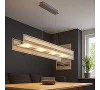 Suspension en verre Lampe à suspendre Plafonnier chromé LED Salon avec réglage en hauteur, argenté, 4x LED 4x 5 watts 4x 350 lm , LxlxH 87x16x120 cm