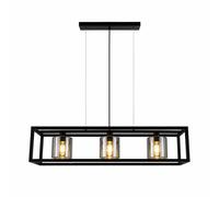 Suspension Lampe suspendue Lampe de salle à manger Aspect fumé Noir Verre Métal L 110 cm