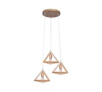 Suspension, lampe suspendue, lampe de salle à manger, plafonnier à 3 ampoules, en bois, H 120 cm
