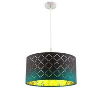 Suspension lampe suspendue noire table à manger dimmable avec télécommande lumière de salon LED, textile rond, métal or, 8,5W 806lm blanc chaud, DxH 40x140 cm