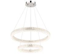 Suspension lampe suspendue plafonnier cristaux chromés transparents LED D 80 cm