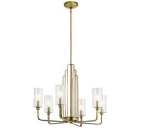 Suspension lampe suspendue plafonnier laiton acier verre 6 lampes D 68,6 cm