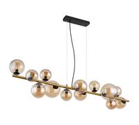 Suspension lampe suspendue plafonnier lampe de salle à manger LED verre ambre 13 flammes
