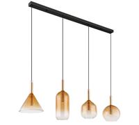 Suspension lampe suspendue plafonnier lampe de salle à manger métal verre ambre L 110cm