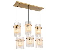 Suspension lampe suspendue plafonnier lampe de salle à manger verre doré 6 lampes